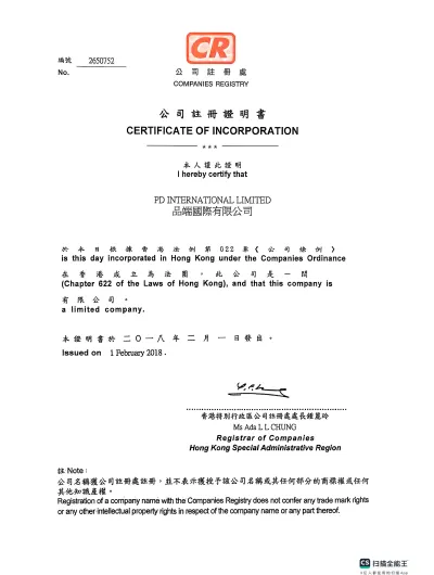 Pinduan 국제 사업 허가증